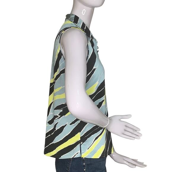Jamie Sadock Sleeveless Blouse Pullover Size S Green Tones and Black - Picture 9 of 14